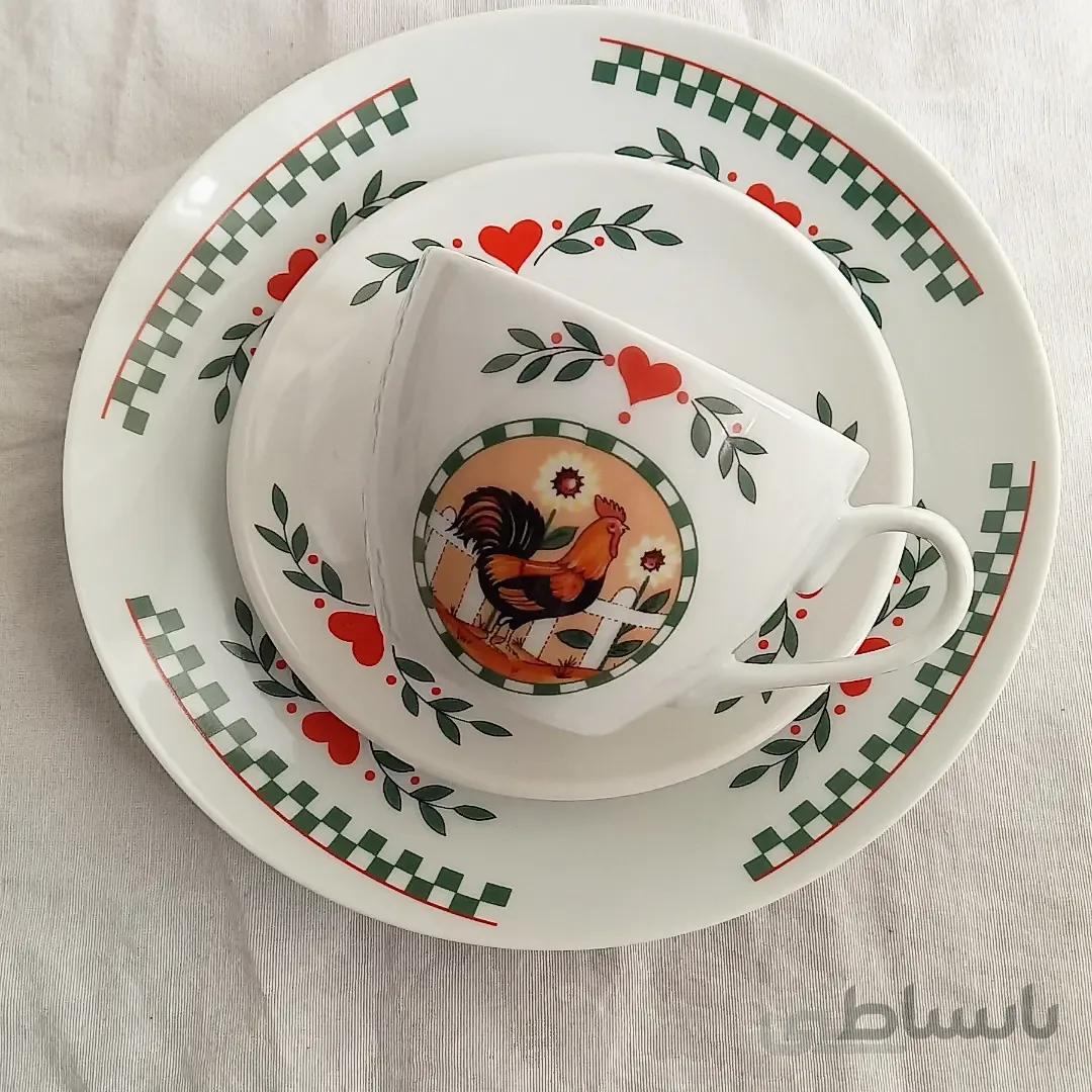 ست یک نفره و فنجان نعلبکی خروس