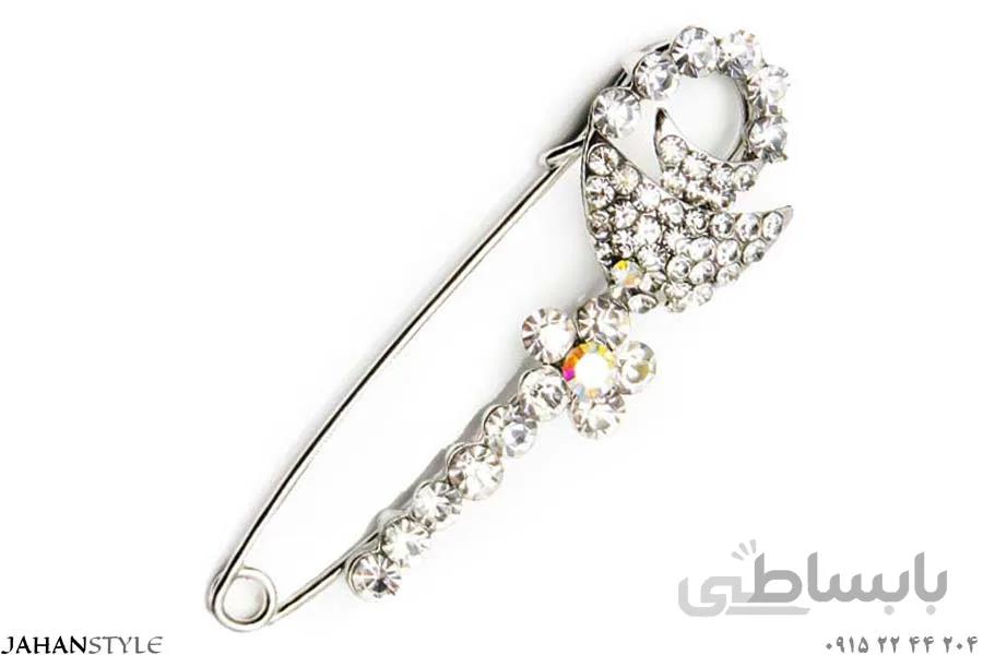 سنجاق سینه نگین دار فانتزی