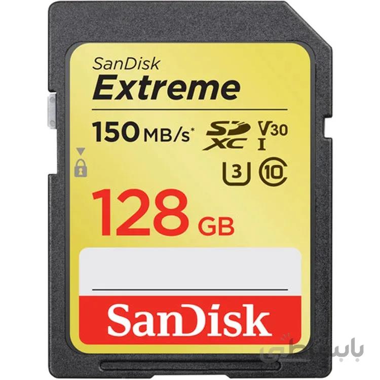 کارت حافظه SDXC سن دیسک مدل Extreme سرعت 150m ظرفیت 128 گیگابایت ا SanDisk Extreme V30 UHS-I U3 Class 10 600X 150MBps SDXC - 128GB