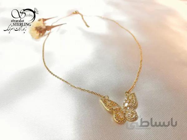گردنبند زنانه طرح پروانه زرد