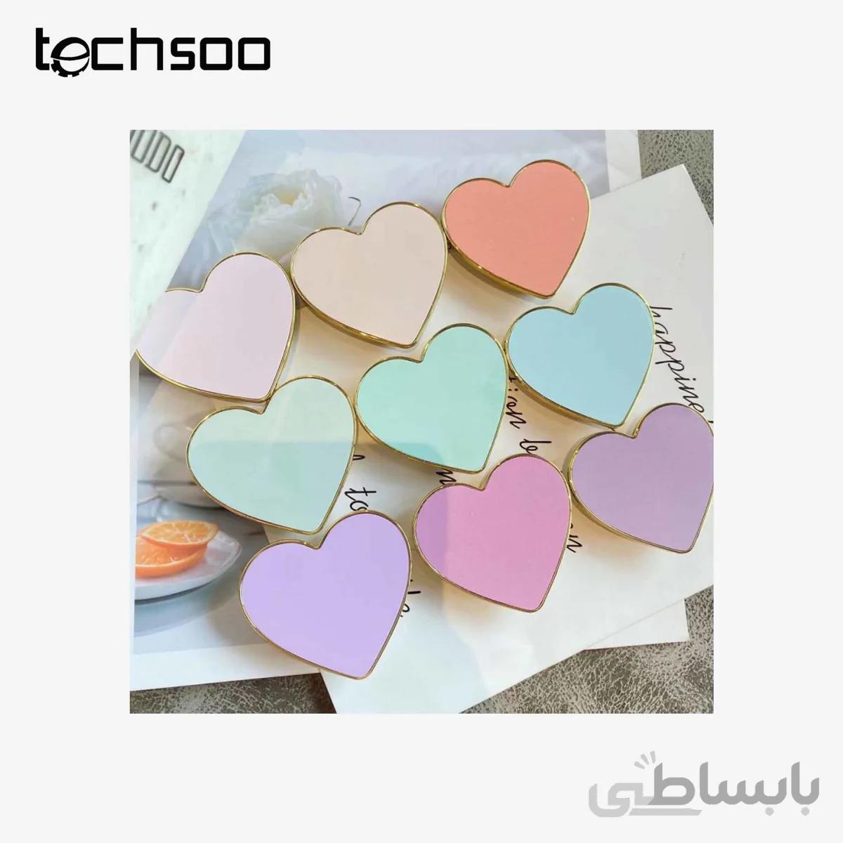 پاپ سوکت طرح قلب با نوار طلایی Pastel colors heart shape pop sockets