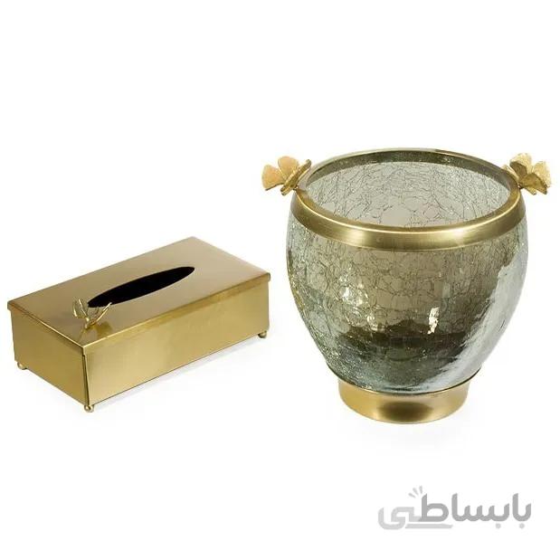ست سطل و جا دستمال سالینو مدل پروانه برنزی کد B-417413