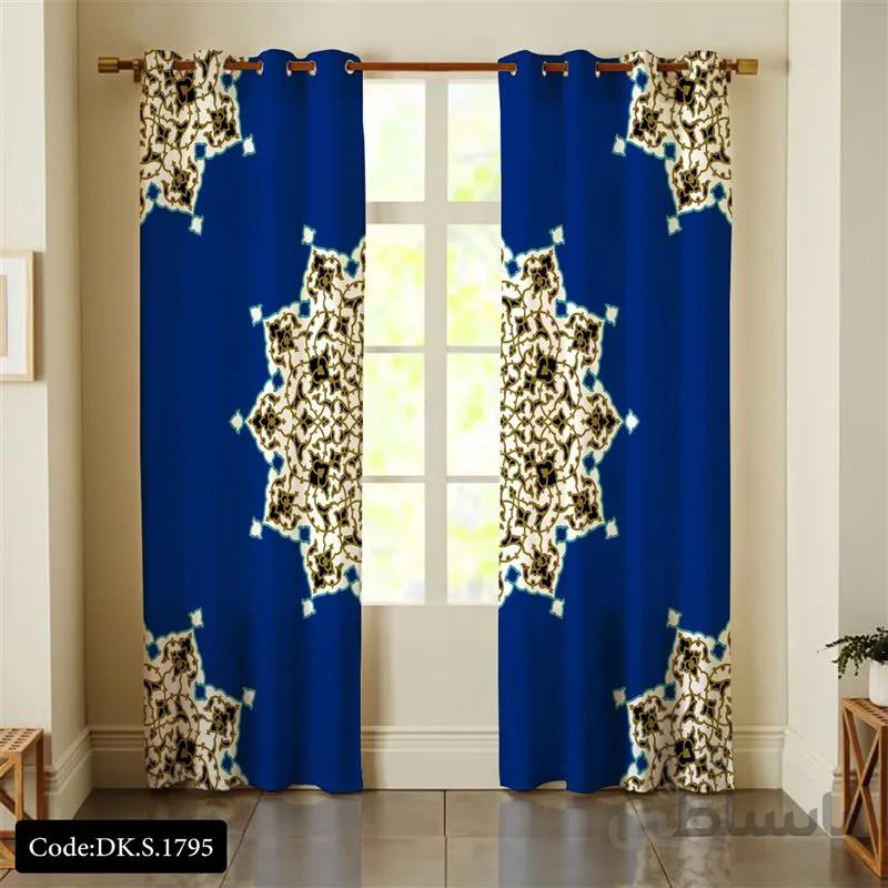 پرده پانچی (هازان و مخمل)کد DK.S.1795 طرح ایرانی و سنتی اسلیمی قرینه