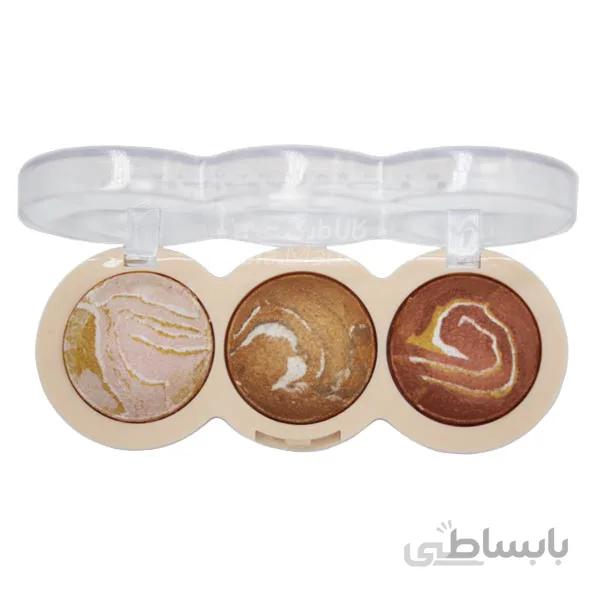 پالت هایلایتر ۳ تایی حرفه ای رمانتیک برد مدل تراکوتا (Romantic Bird Terracotta Attractive Eyes Highlighter Code-02)