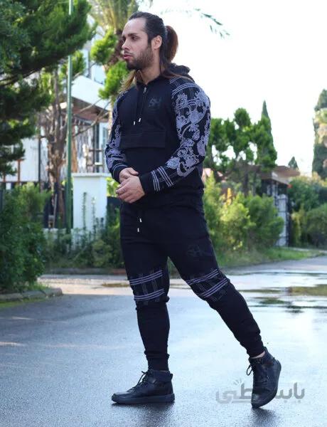 ست هودی و شلوار دورس 3 نخ کرکدار ا Men's hoodie and pants set, made of Dors, two threads in full-length fluff, code 162