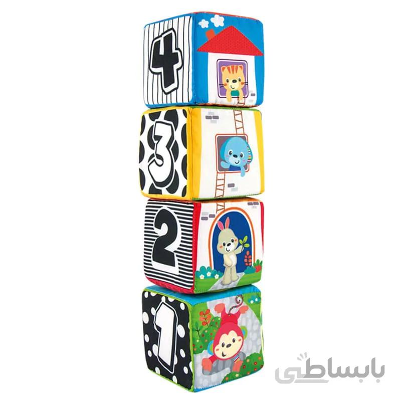 اسباب بازی مکعب 4 عددی وین فان Winfun Animal Pals Soft Blocks