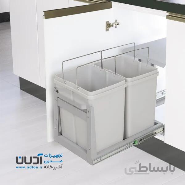 سطل زباله ریلی دو مخزنه متوسط درب باز شو (34 لیتری) – هانا