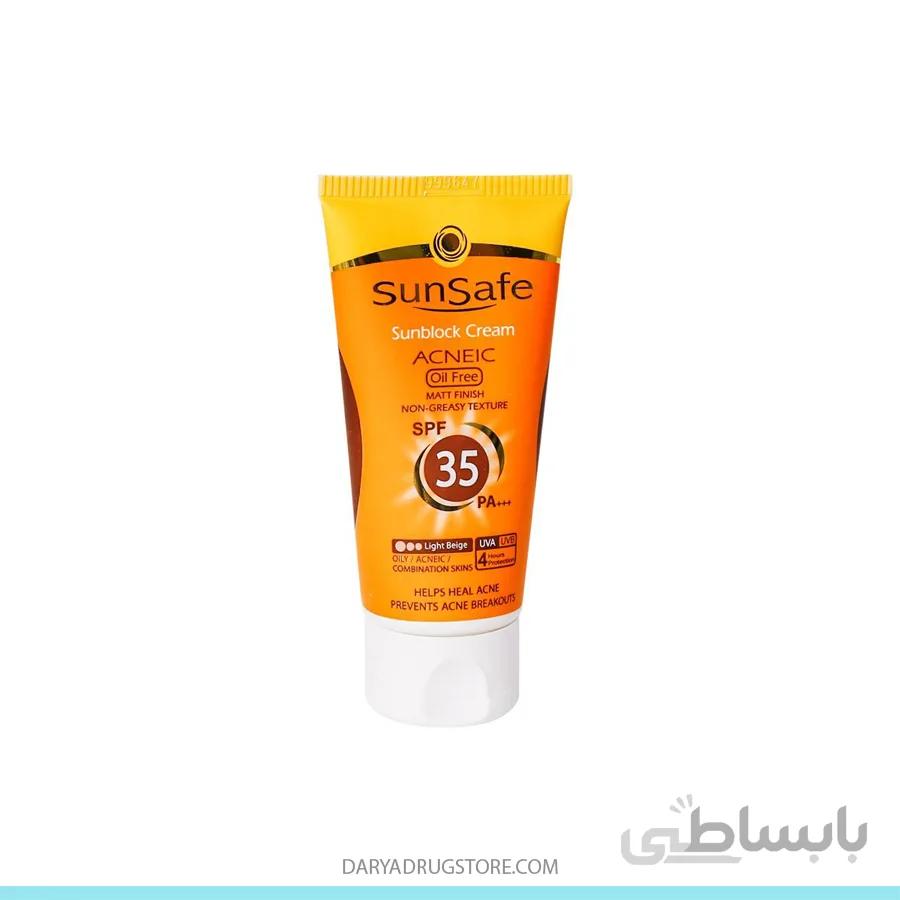کرم ضد آفتاب بژ متوسط SPF35 سان سیف