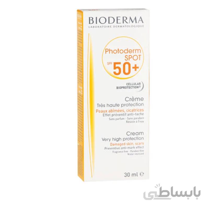 کرم ضد آفتاب بایودرما بیرنگ مدل PHOTODERM SPOT با+SPF50 حجم 30 میلی لیتر ا Bioderma colorless sunscreen model PHOTODERM SPOT with + SPF50 volume 30 ml