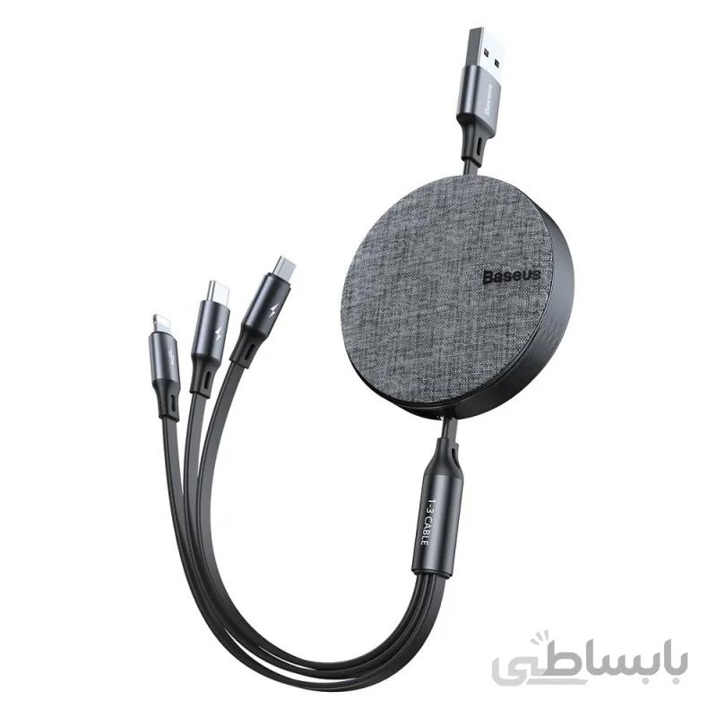 کابل شارژ سه سر بیسوس Baseus Fabric 3in1 Flexible Cable 1.2m CAMLT-BYG1