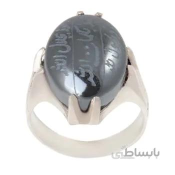 انگشتر نقره مردانه بازرگانی میلادی مدل سنگ حدید کد am_2120