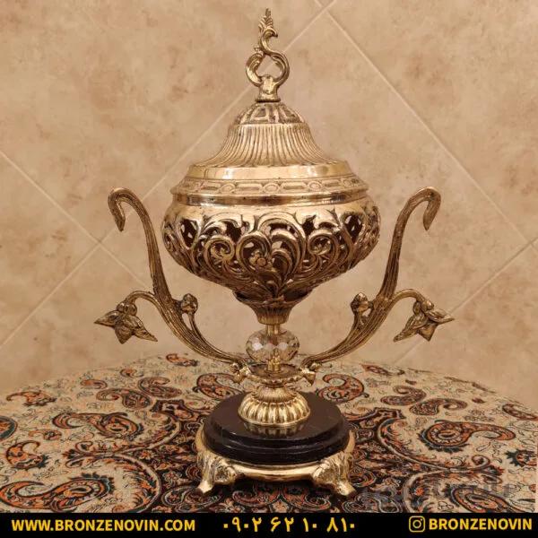شکلات خوری برنزی طرح توری پایه سنگی