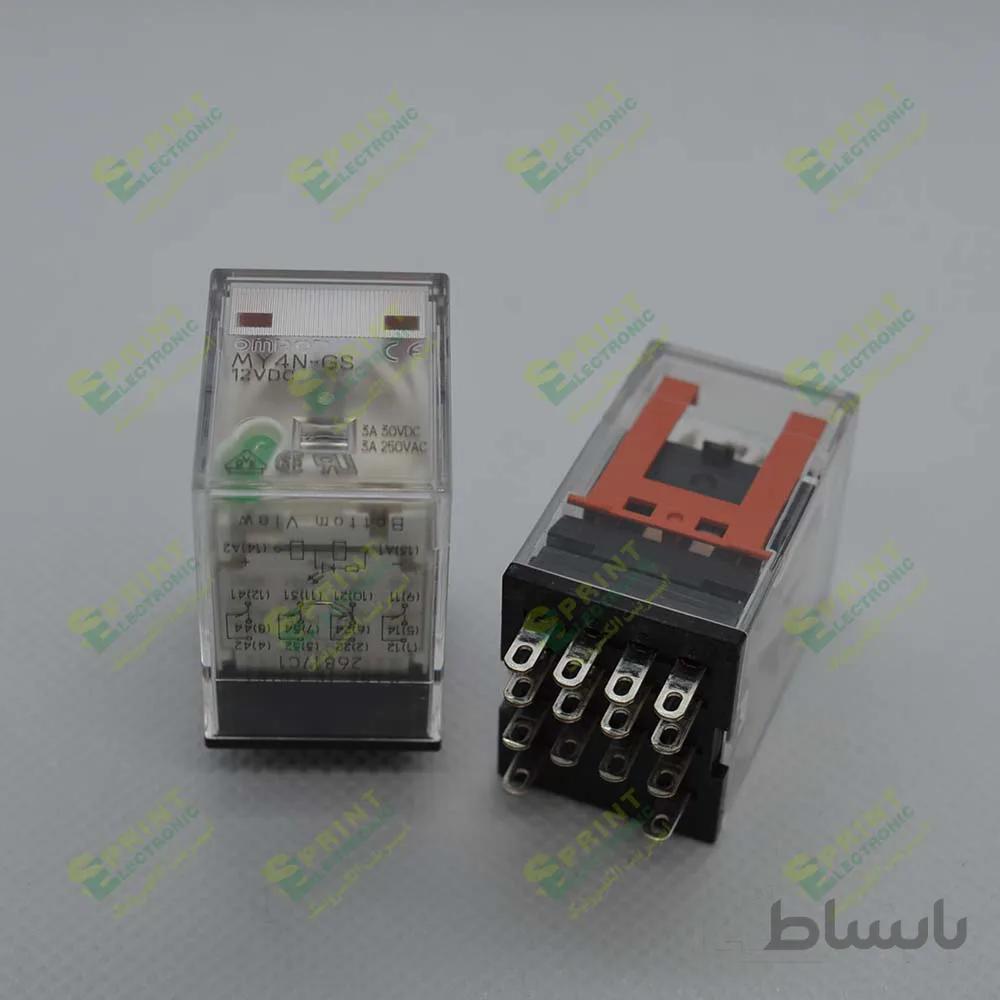 رله 12 ولت 4 کنتاکت سوکتی 14 پایه 3 آمپر Omron MY4N-GS-12VDC