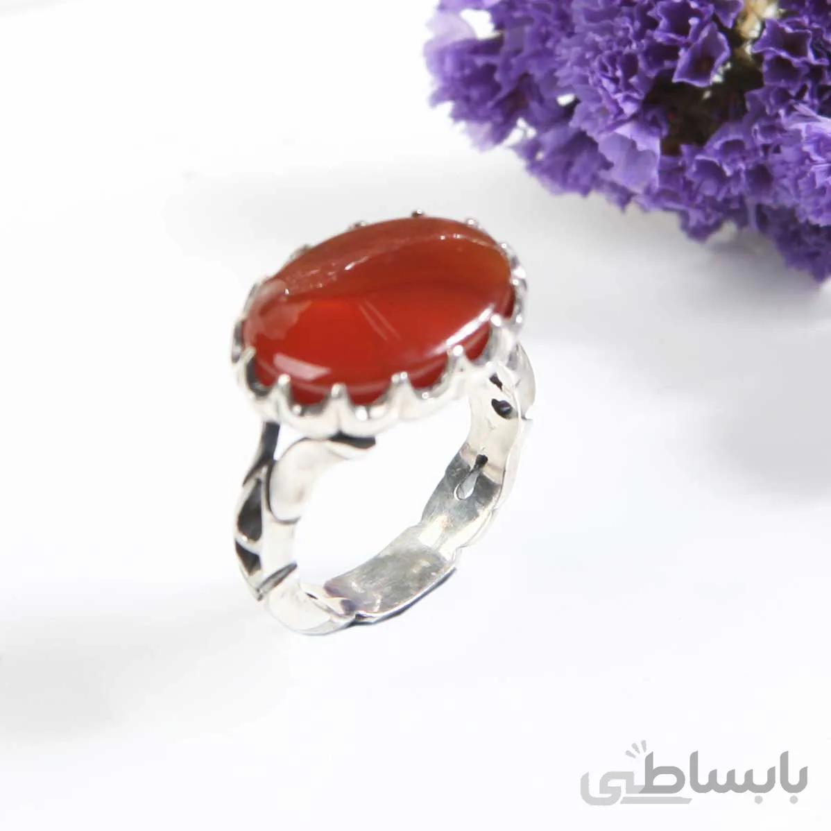 انگشتر نقره مردانه با سنگ عقیق اصل