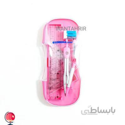 ست پرگار و خط کش 8 تکه کرونا کد 616 صورتی