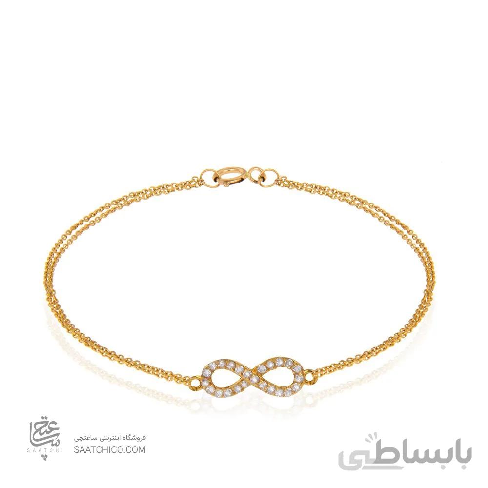 دستبند طلا زنانه طرح بی نهایت با نگین کد CB354