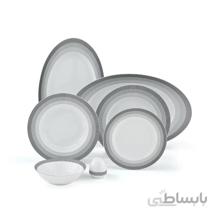 سرویس چینی ۲۸ پارچه چینی زرین سری ایتالیا اف مدل سیلور لاینر