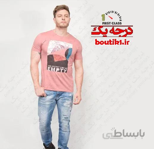 تیشرت یقه گرد maxzone چاپ عکسی گلبهی