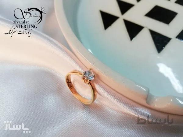 انگشتر تک نگین ساده زنانه طلا روس کد 625846