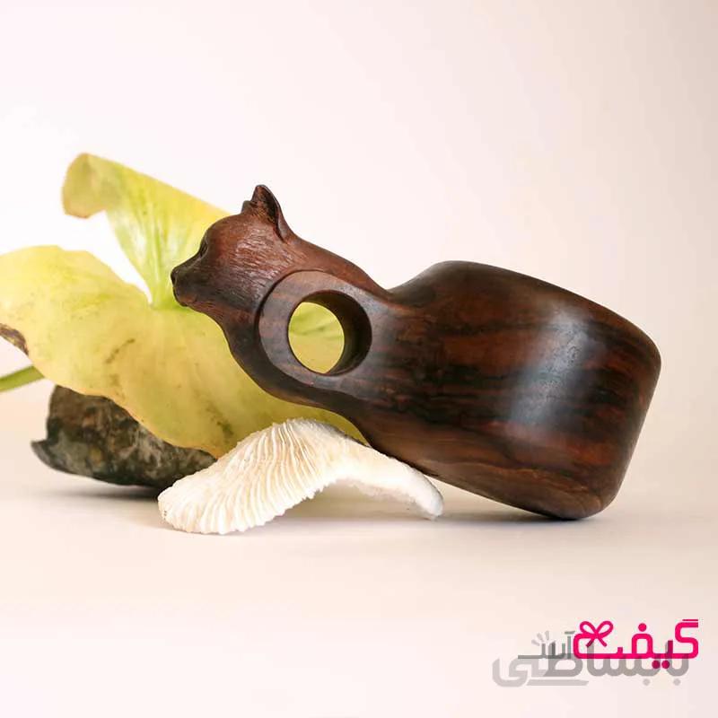 لیوان چوبی گربه