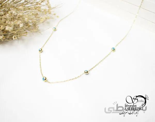 گردنبند زنانه استیل توپهای آبی