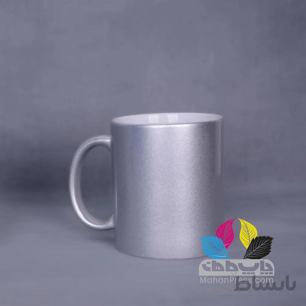 چاپ روی لیوان ماگ سرامیکی نقره ای