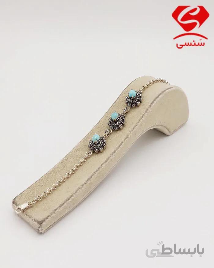 دستبند فیروزه مدل گل