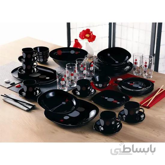 سرویس 44 پارچه لومینارک فرانسه Kyoko black luminarc ا کد کالا 549