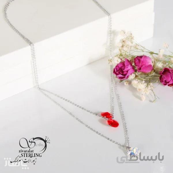 گردنبند زنانه طرح طلا دو ردیفه نگین دار کد 520806