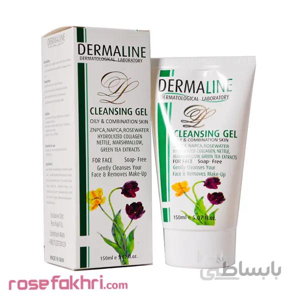 شوینده پوست چرب و مختلط درمالاین مدل Rose water حجم 150میلی لیتر
