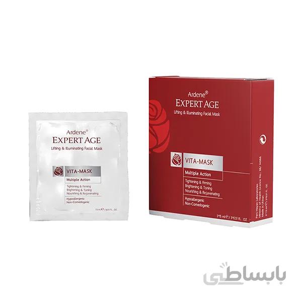 ماسک سفت کننده و شفاف کننده پوست صورت Expert Age آردن اکسپرتیج 15*3 میلی لیتر ا Ardene Expert Age Lifting And Illuminating Facial Masque 3*15ml