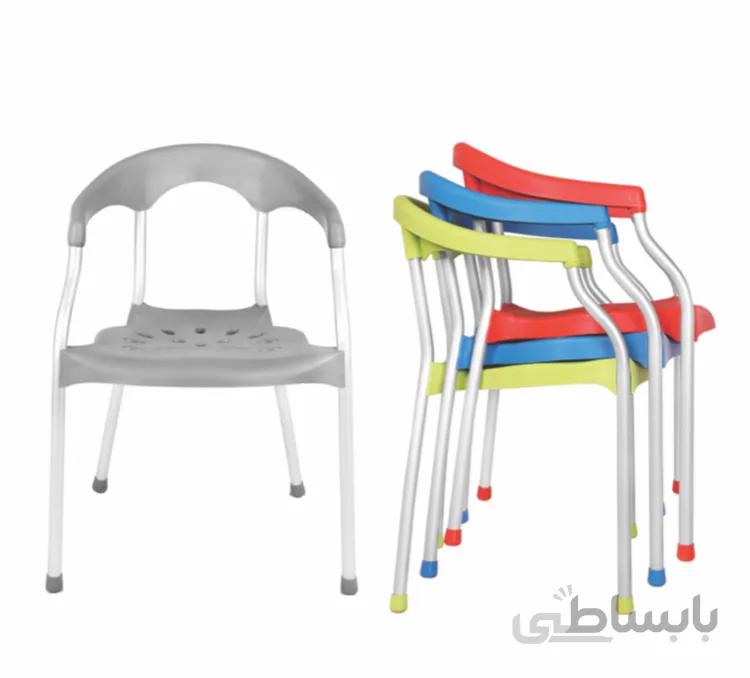 صندلی حمام آلمینیومی با دسته و پشتی پلاستیکی