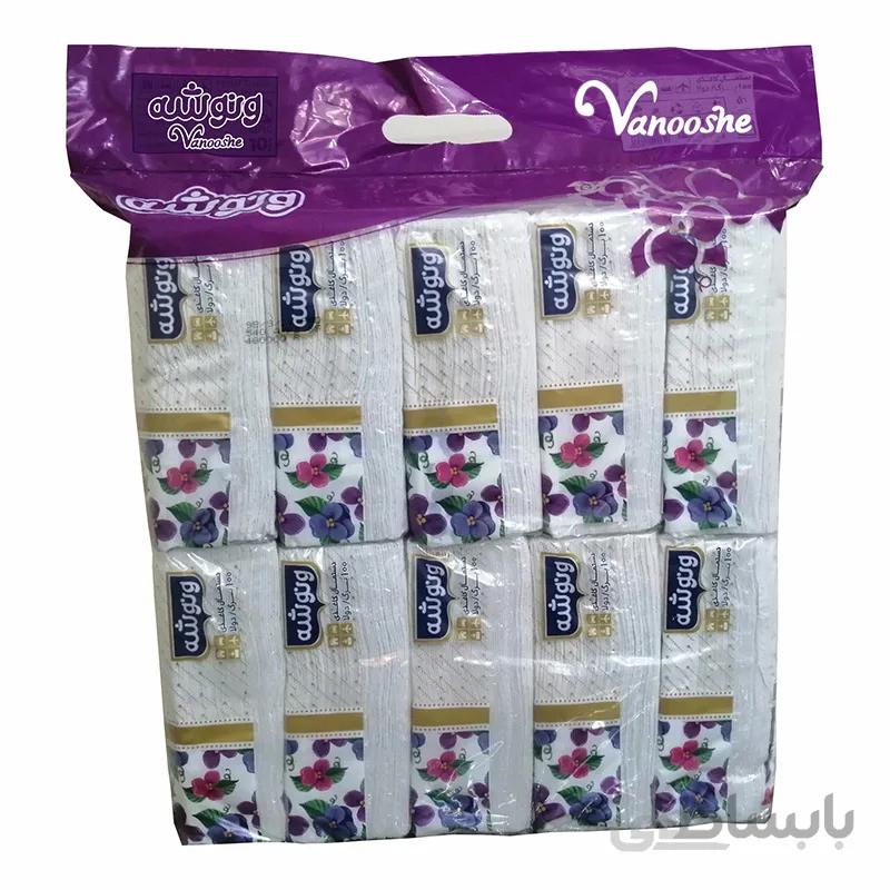 دستمال کاغذی 100 برگ ونوشه طرح Flower بسته 10 عددی