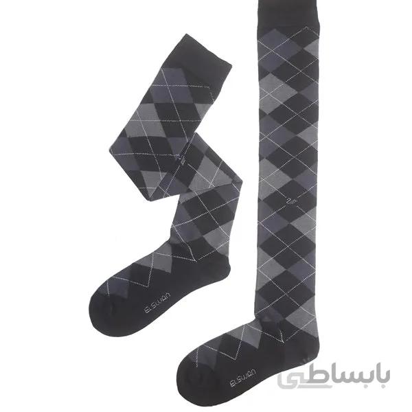 جوراب ساق بلند زنانه طرح اسکاچ لوزی کد PH98