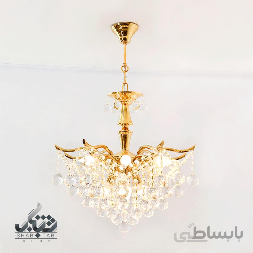 لوستر کریستالی شش شاخه طلایی 246