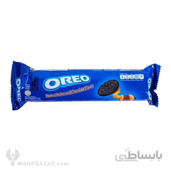 بیسکویت اوریو بادام زمینی شکلاتی Oreo : وزن 123 گرم