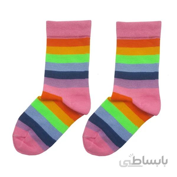جوراب اسپرت دخترانه راه راه رنگی کد ph386