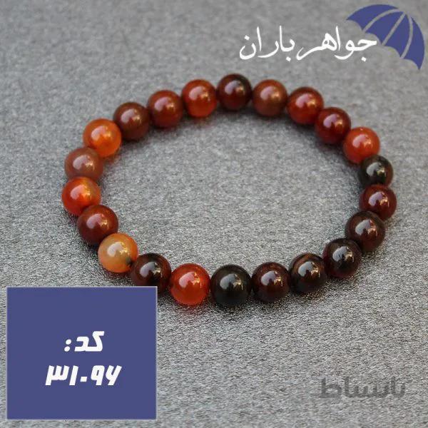 دستبند عقیق سلیمانی مهره ای کد ۳۱۰۹۶