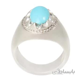 انگشتر نقره مردانه مدل سنگ فیروزه نیشابور رکاب دست ساز کد AM_2070