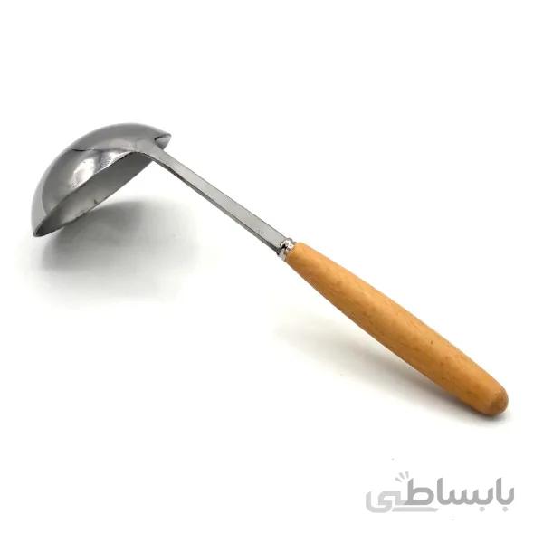 ملاقه استیل دسته چوبی