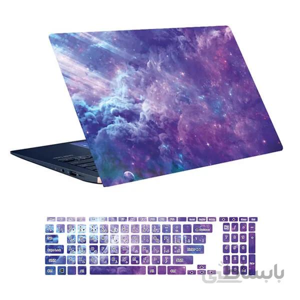 اسکین لپ تاپ طرح Space کد ۱۱۳ به همراه استیکر کیبورد