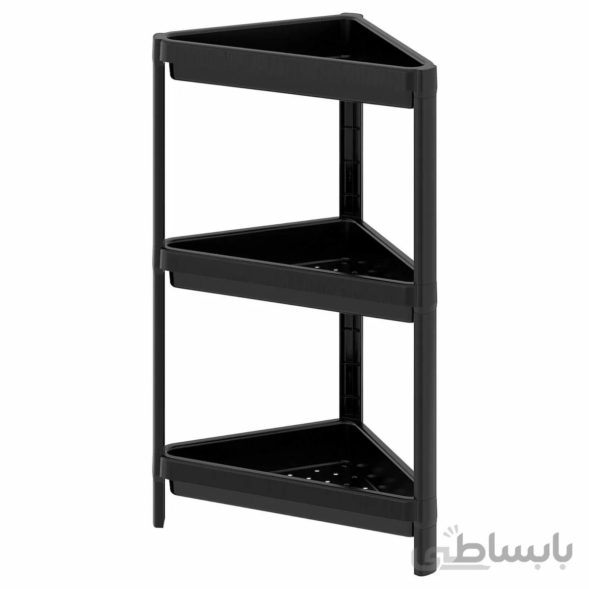 قفسه سه طبقه مشکی کنج حمام ایکیا VESKEN