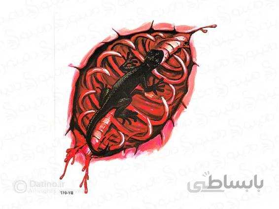 تاتو موقت مارمولک و زخم بزرگ tattoo-by-6