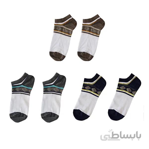 جوراب مچی مردانه طرح لوزی 3 تایی کد PH475.2