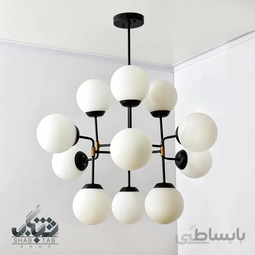 لوستر مدرن مولکولی آراد 12 حباب مات کد 712/12