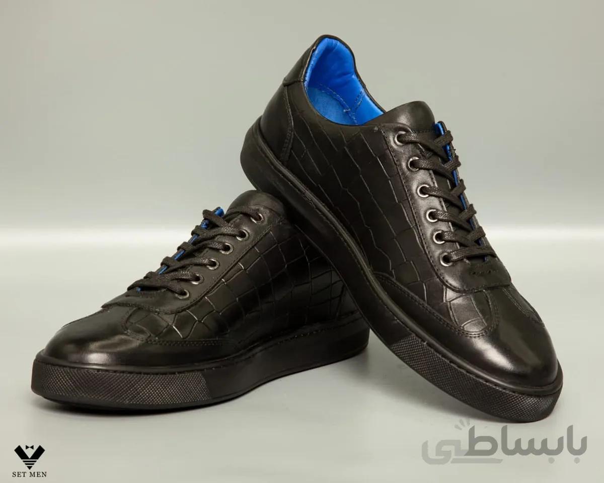کفش کتانی روزمره چرم بنددار طرح پوست kc119