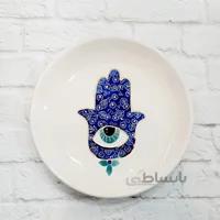بشقاب سرامیکی دستساز چشم نظر گرد طرح ۹