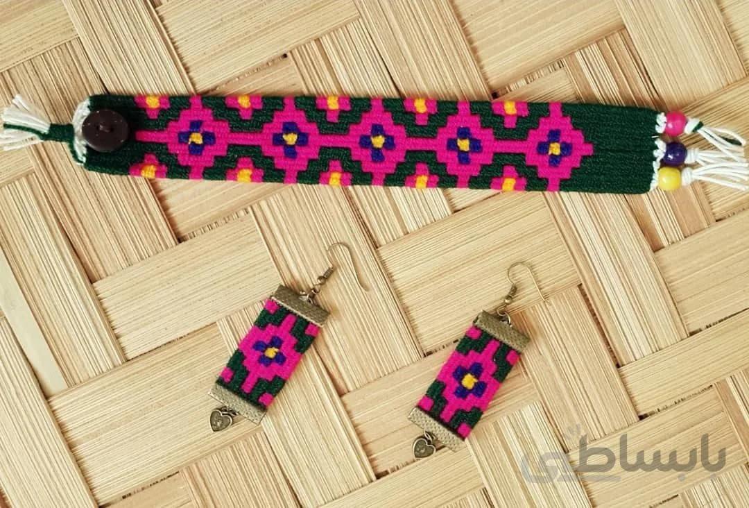 ست گوشواره و دستبند گلیمی کد m134