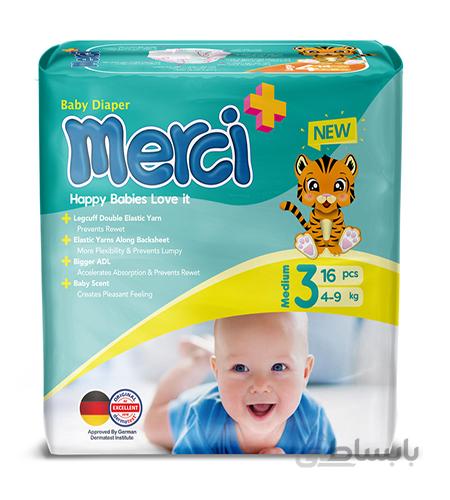 پوشک بچه مرسی سایز 3 16 عددی