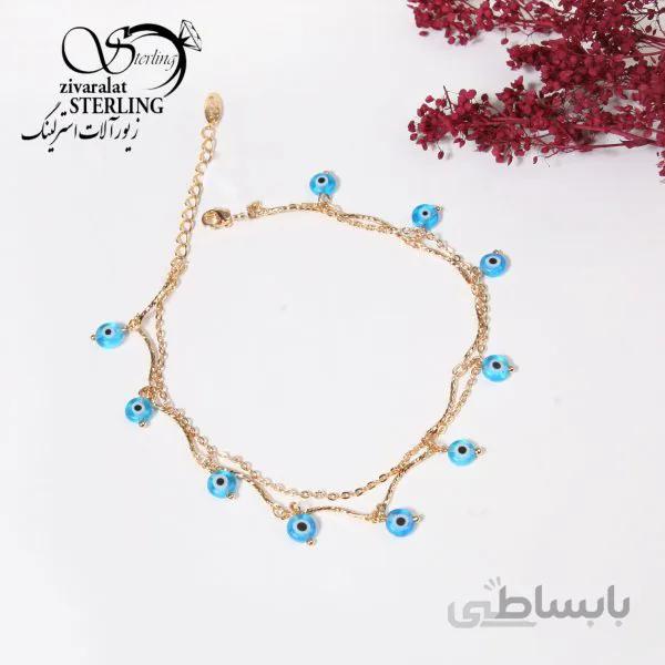 پابند طرح طلا مدل دو زنجیر چشم نظر